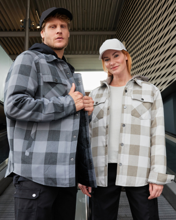 Workwear unisex kockás ing-dzseki