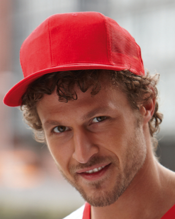 6 Panel Flat Peak Cap trucker baseballsapka